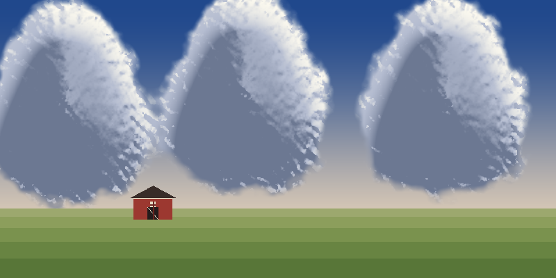 pre-rendered pixel-art clouds reference